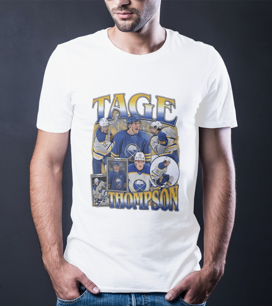 Tage Thompson 72 Buffalo Sabres Ice Hockey Player Action Collage T-Shirt