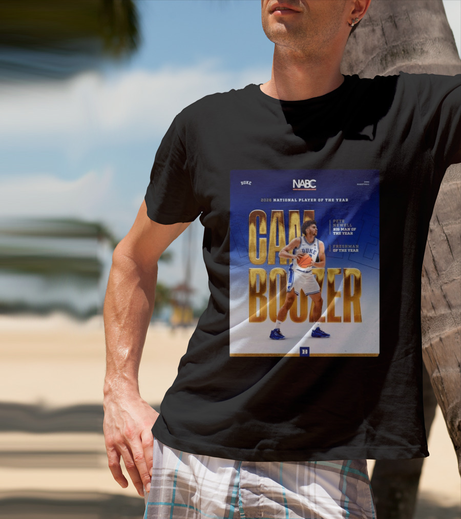 Duke Basketball Cameron Boozer 2026 National Player Pete Newell Big Man Freshman Of The Year T-Shirt
