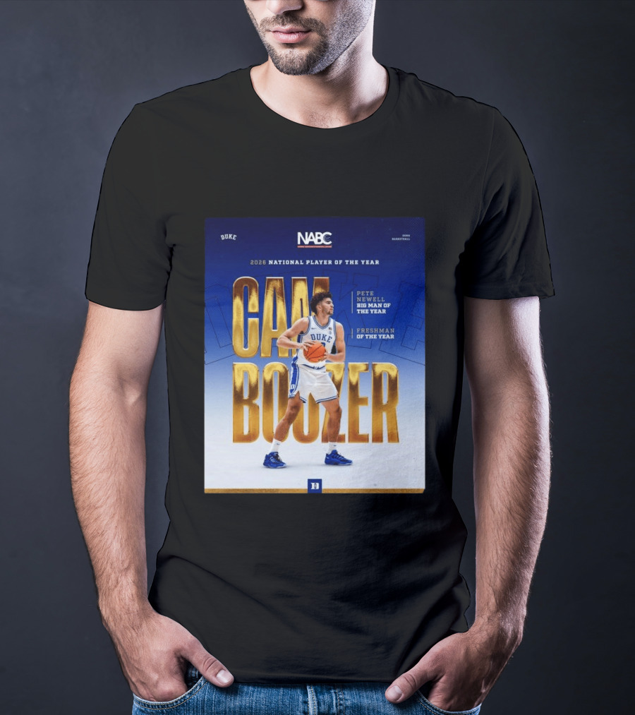Duke Basketball Cameron Boozer 2026 National Player Pete Newell Big Man Freshman Of The Year T-Shirt