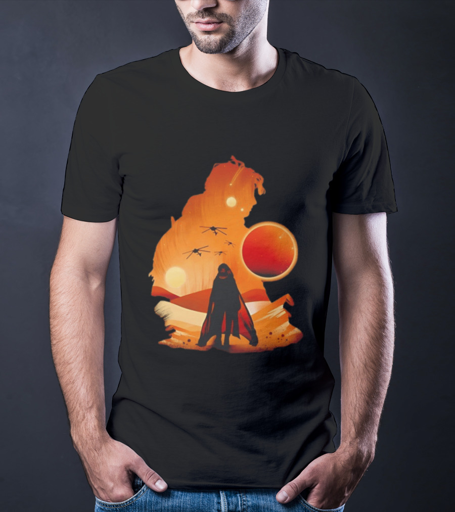 Dune The Final Sand Battle Epic Desert Scene With Hero And Sun T-Shirt
