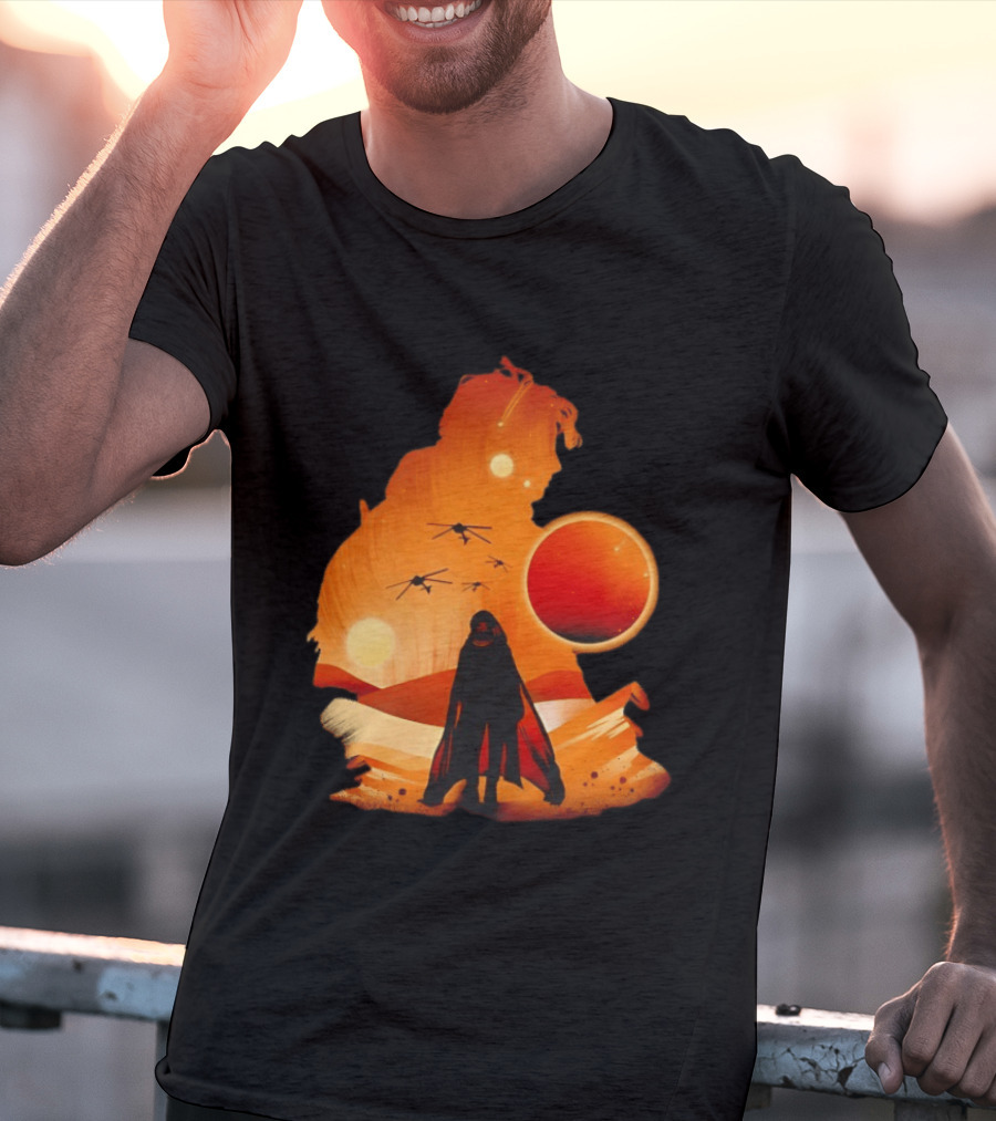 Dune The Final Sand Battle Epic Desert Scene With Hero And Sun T-Shirt