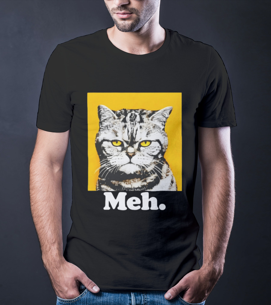 Meh Angry Cat With Yellow Eyes T-Shirt