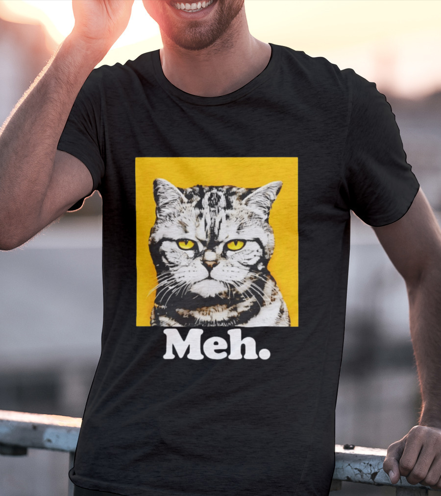 Meh Angry Cat With Yellow Eyes T-Shirt