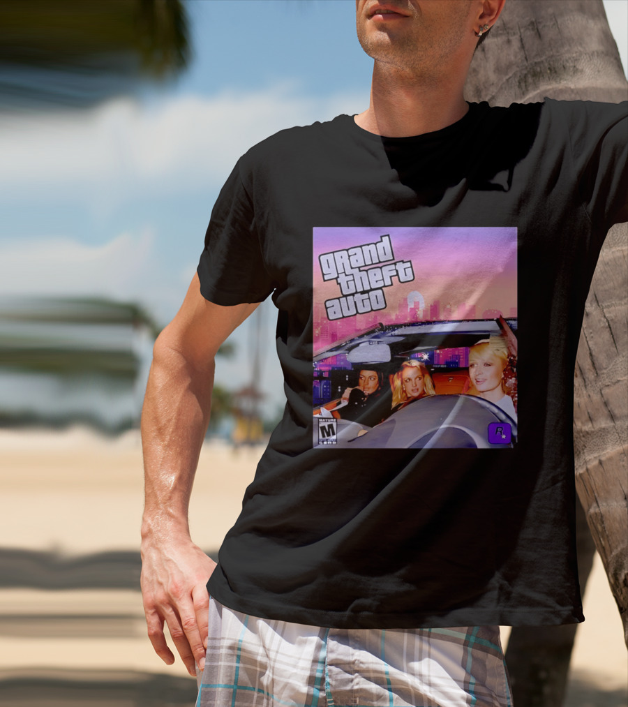 Grand Theft Auto Cover Paris And Britney Driving T-Shirt