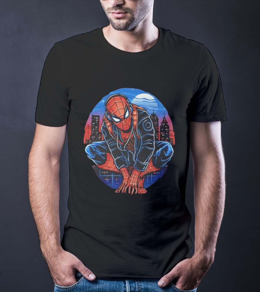 Spider Man Big City Crawler Nighttime Urban Adventure T-Shirt