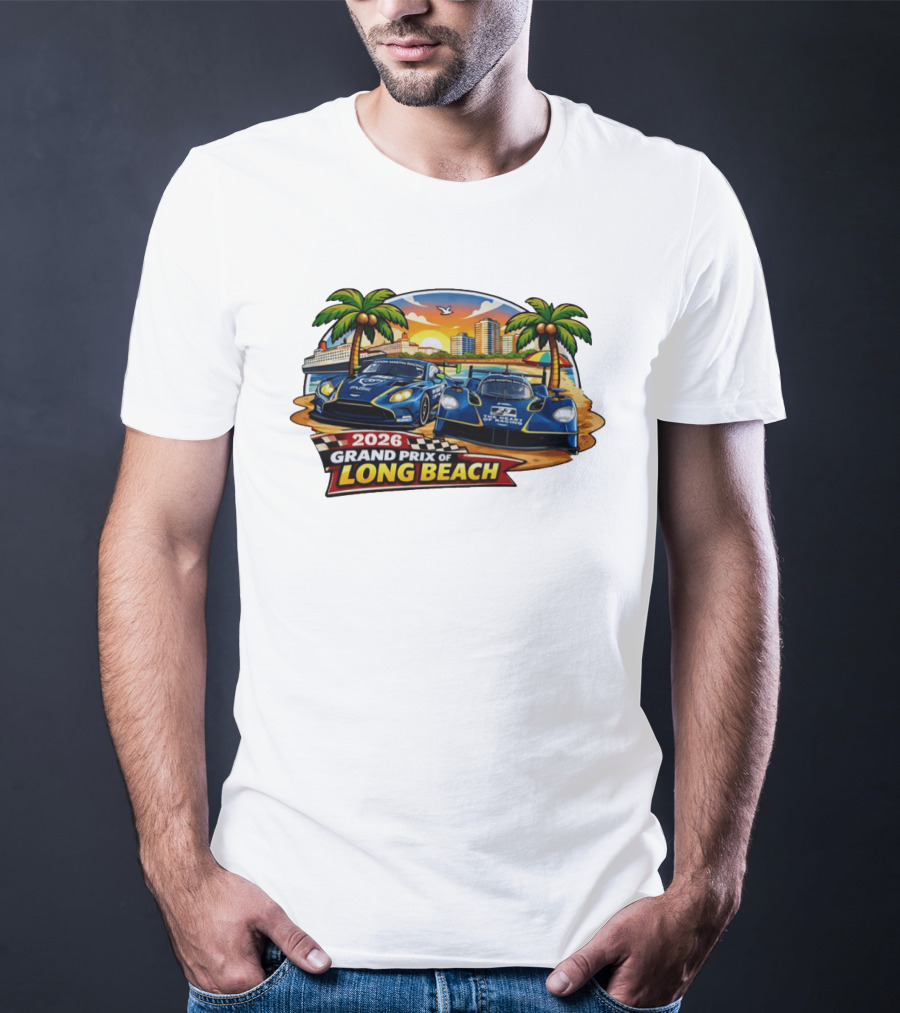 2026 Aston Martin Racing Valkyrie Grand Prix Of Long Beach Sunset Scene T-Shirt