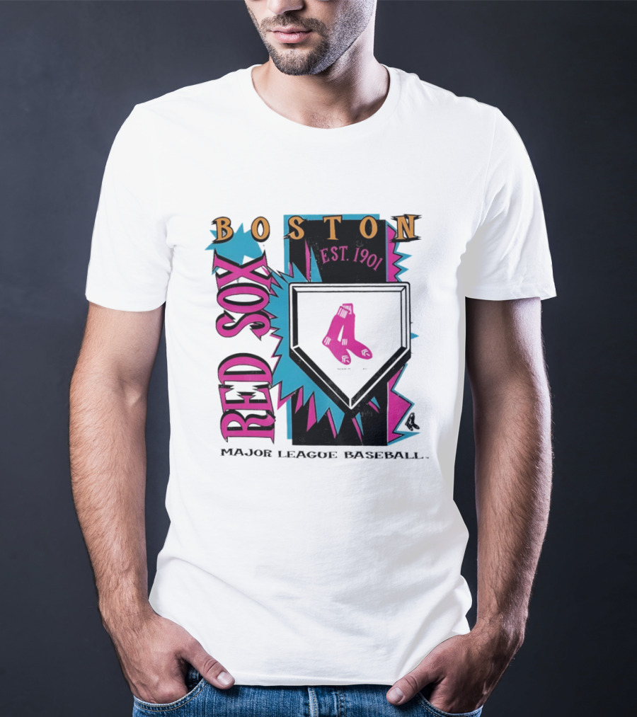 Boston Red Sox Major League Baseball Neon Cooperstown Est 1901 T-Shirt