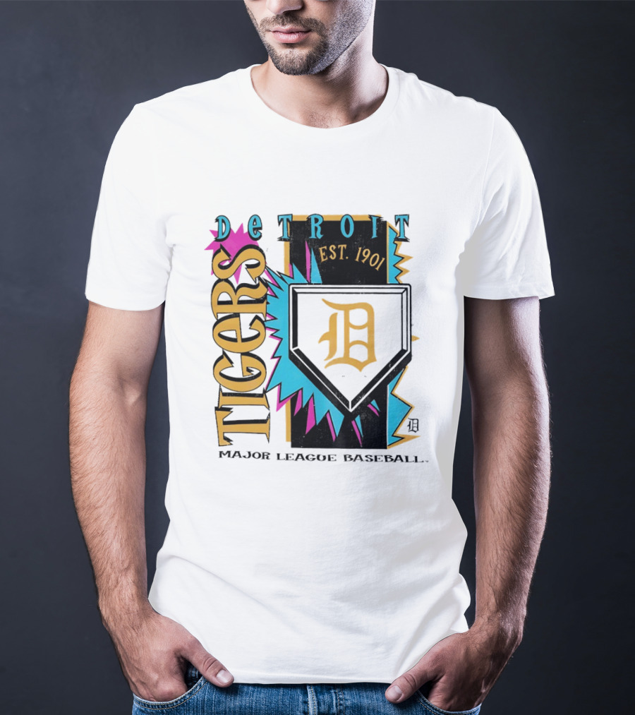 Detroit Tigers Major League Baseball Neon Cooperstown Est 1901 T-Shirt