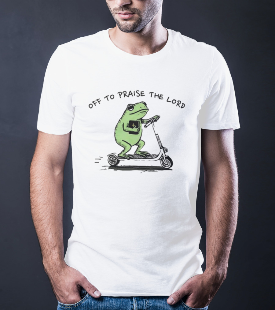 Off To Praise The Lord Frog Bible Study Scooter T-Shirt