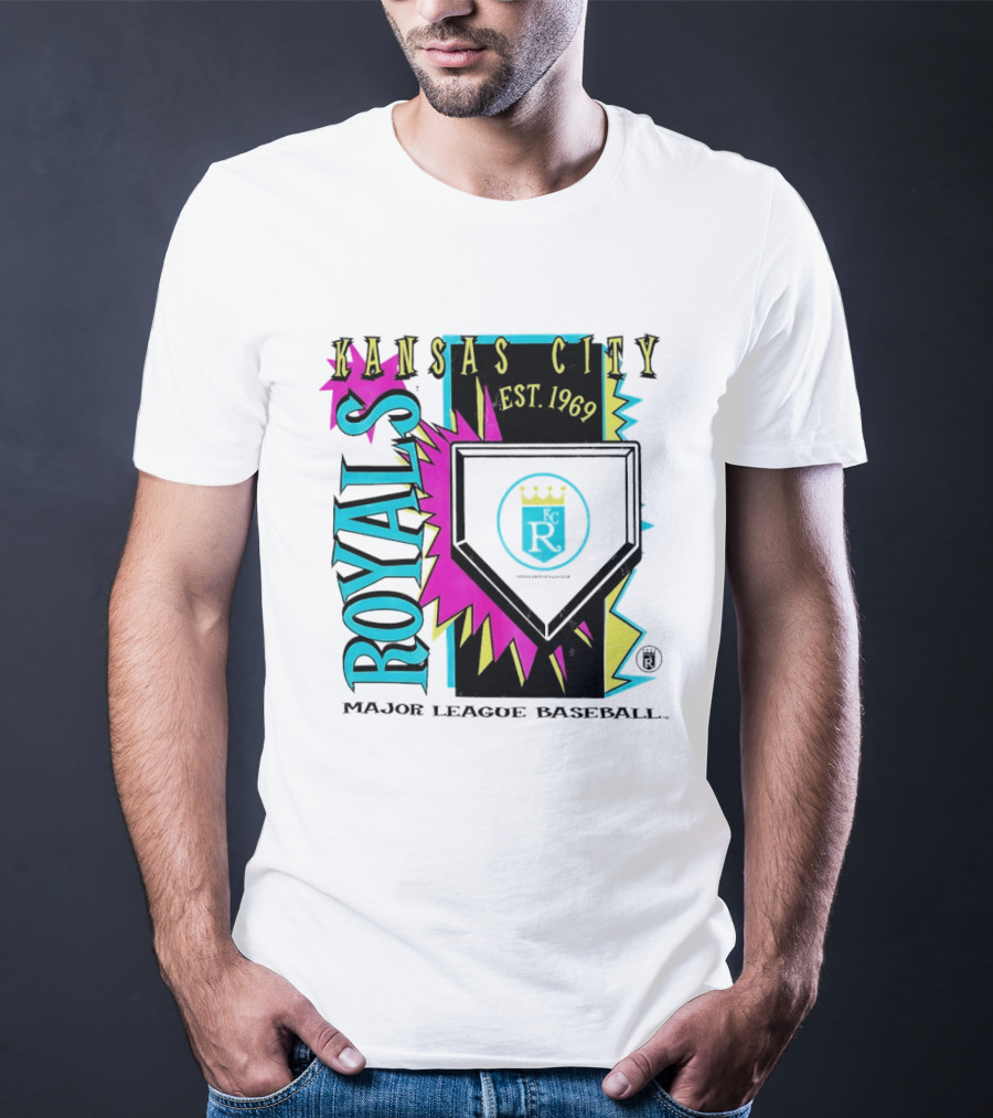 Kansas City Royals MLB Cooperstown Neon Field Shock Est 1969 Major League Baseball T-Shirt