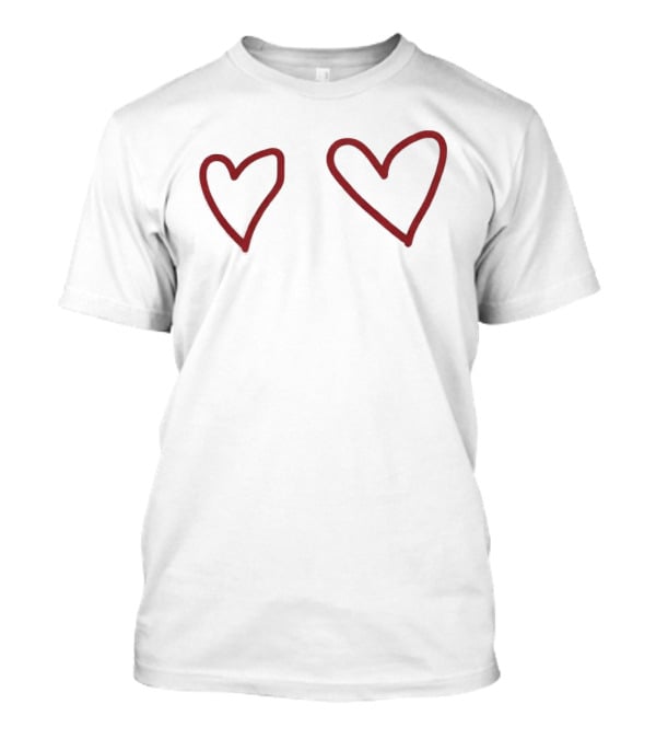 Sabrina Carpenter Double Heart Outlined Red Sketch T-Shirt