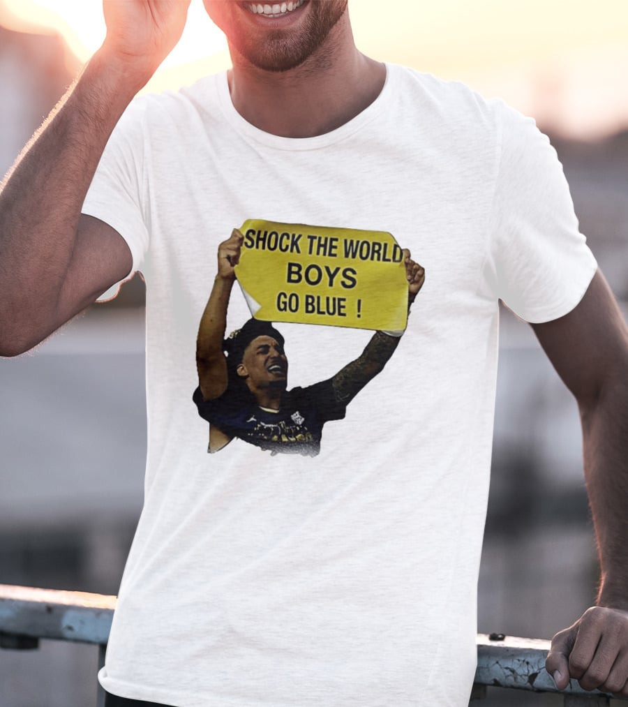Shock The World Boys Go Blue Michigan Wolverines Basketball 2026 T-Shirt