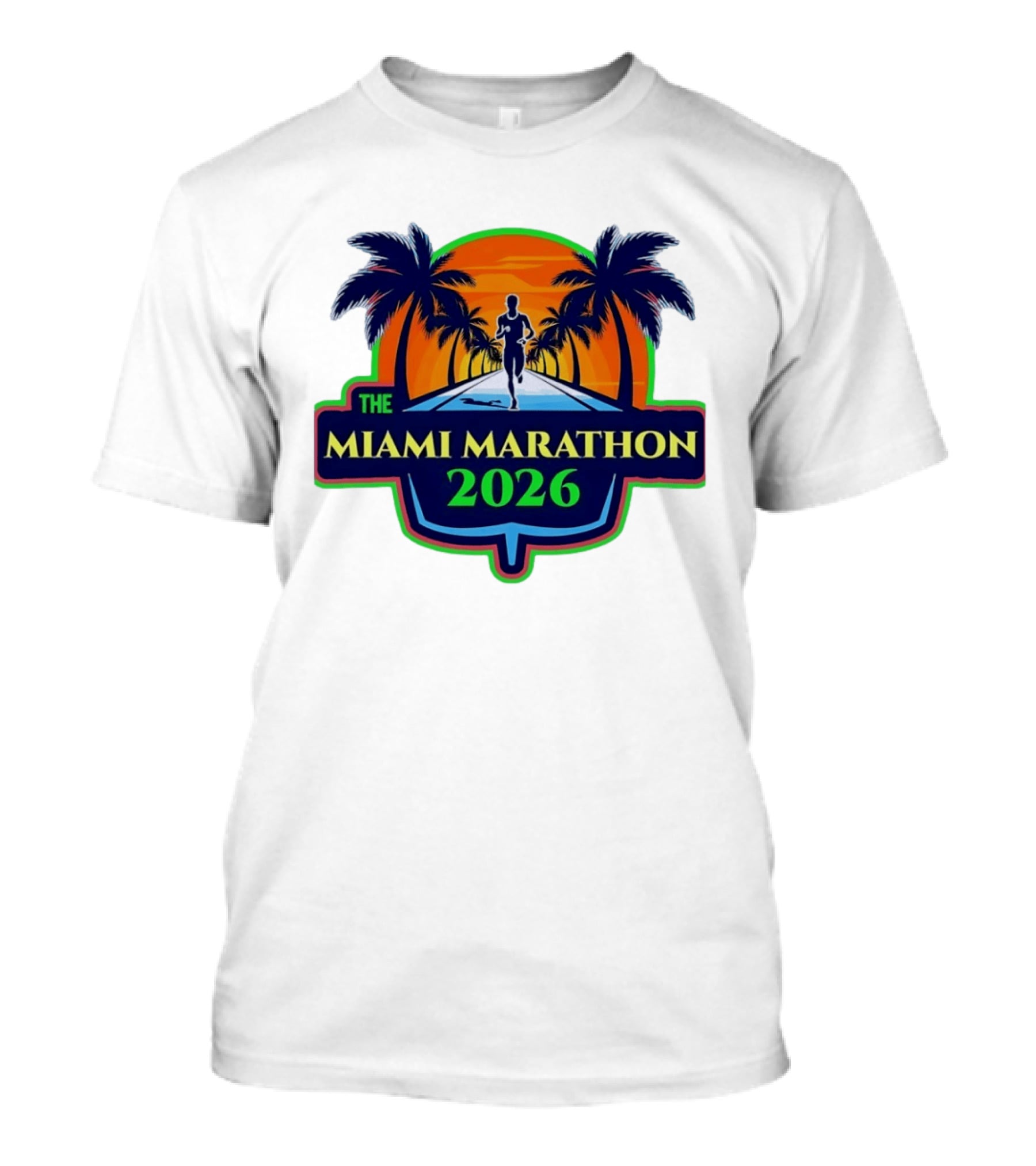 The Miami Marathon 2026 Palm Trees Sunset Runner T-Shirt