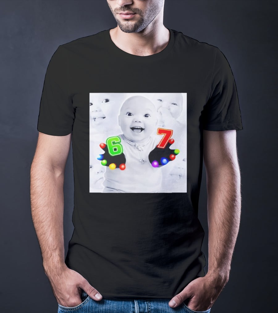 Gloving 67 Meme Baby With Light Up Six And Seven Numbers T-Shirt