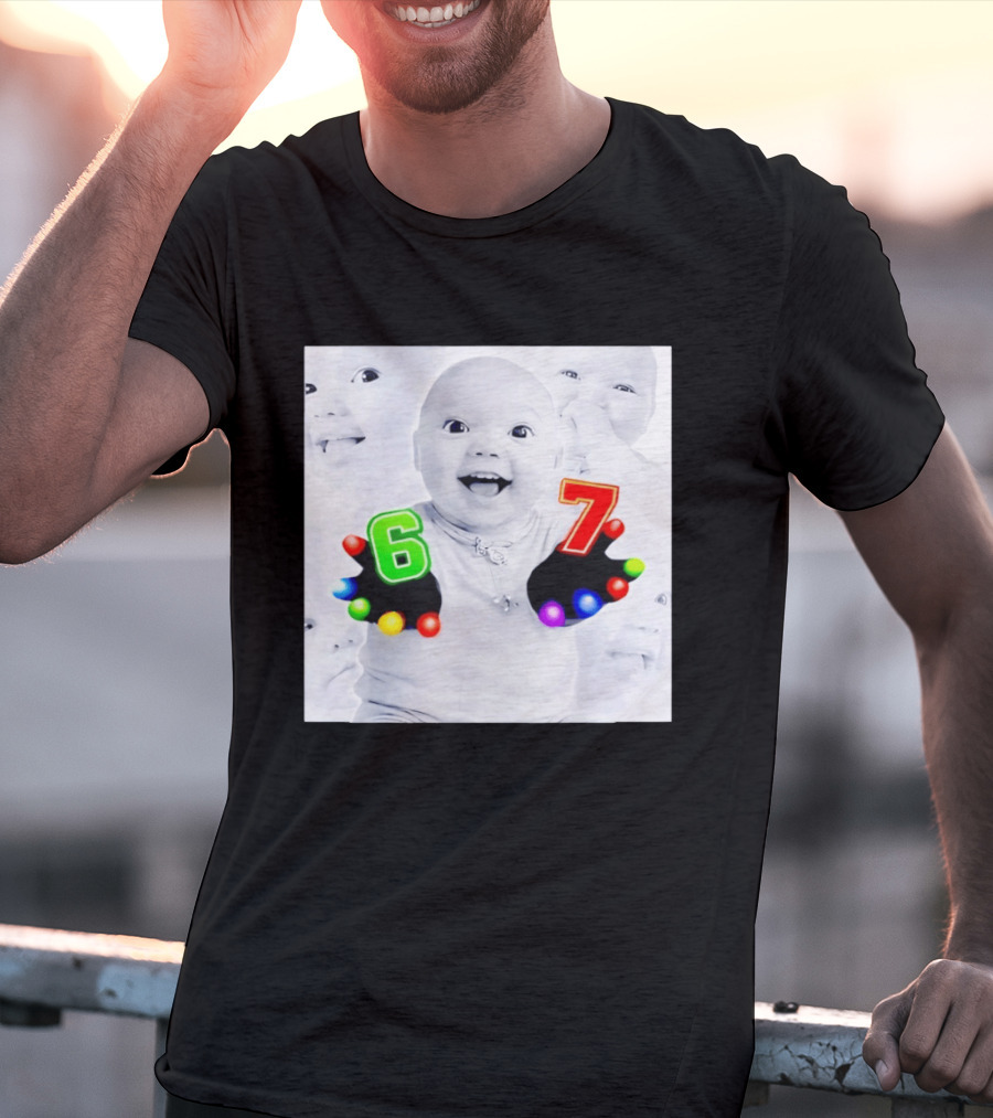 Gloving 67 Meme Baby With Light Up Six And Seven Numbers T-Shirt