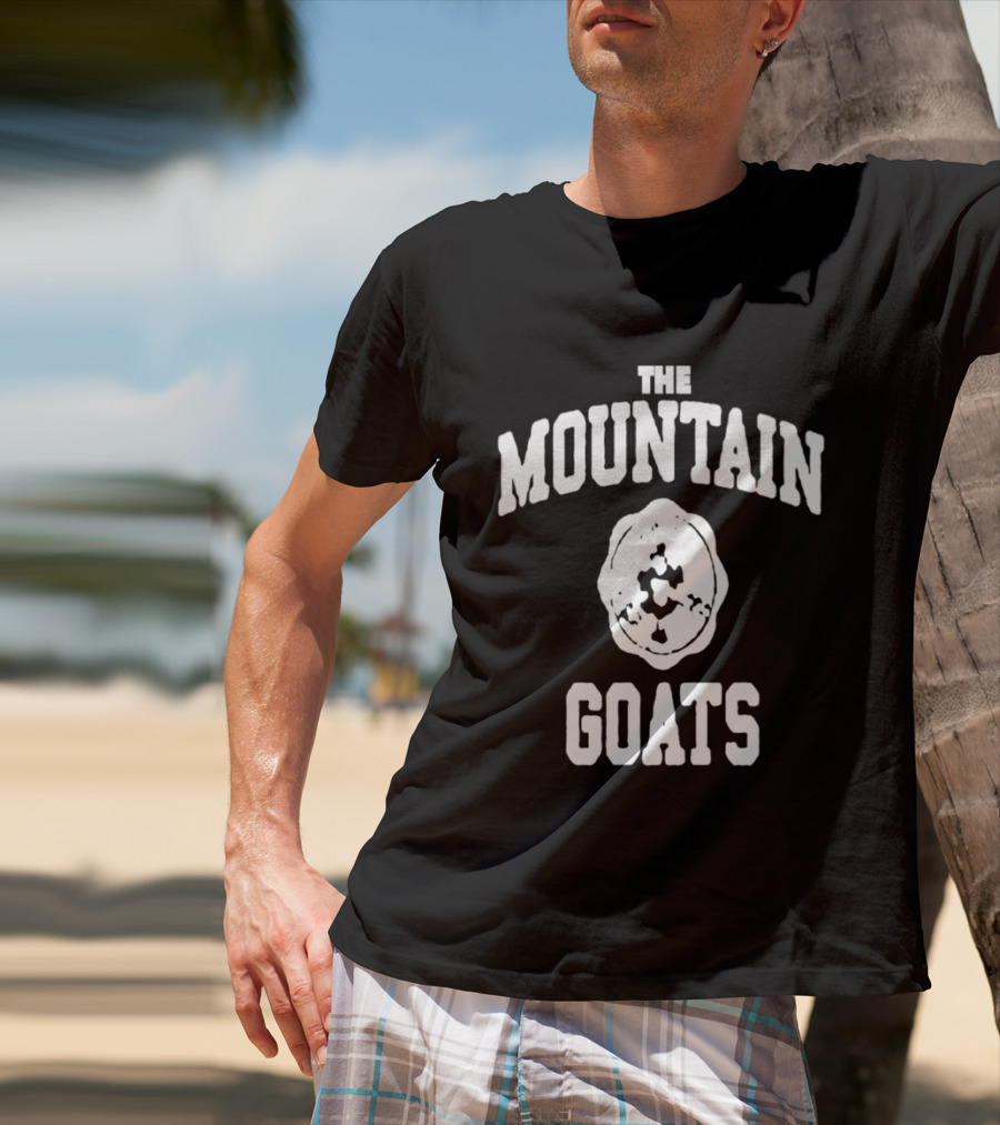 Mountain Goats Vintage White Text And Rose T-Shirt