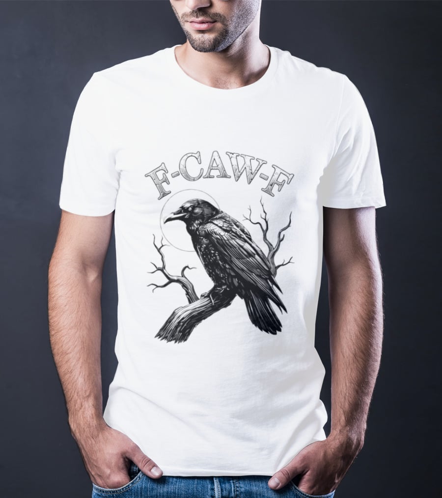 F Caw F Black Bird Moon Gothic Crow Humor T-Shirt