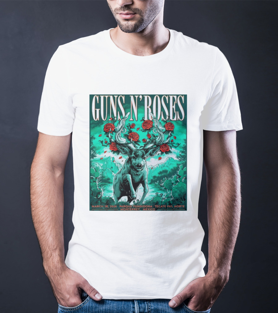 Guns N' Roses Monterrey March 28 2026 Tecate Pa'l Norte Parque Fundidora T-Shirt