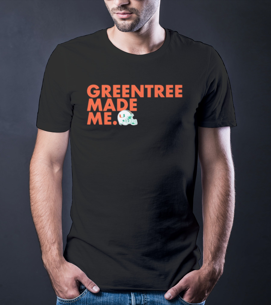 Miami Hurricanes Greentree Made Me Football Helmet T-Shirt