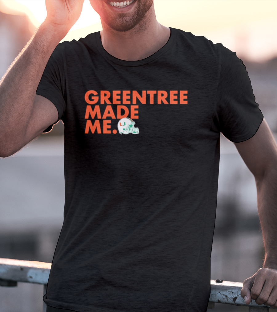 Miami Hurricanes Greentree Made Me Football Helmet T-Shirt