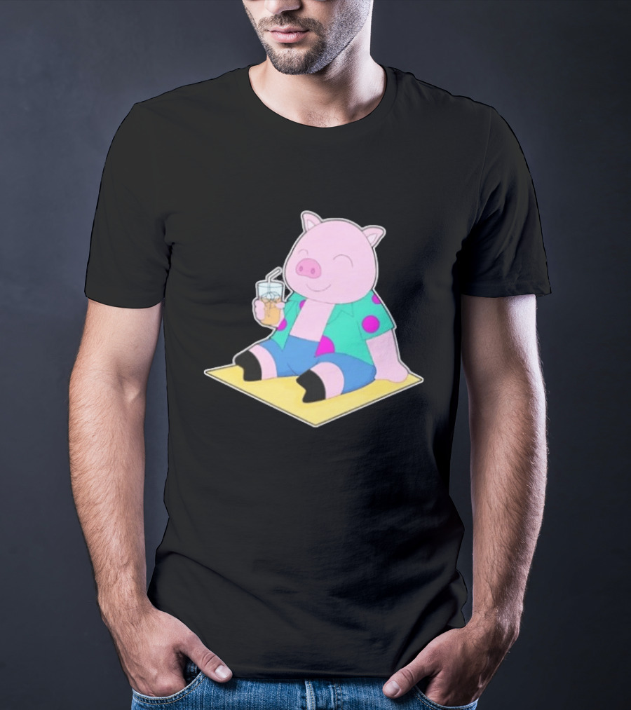 Pig Beach Beverage Summer Relaxation Fun T-Shirt