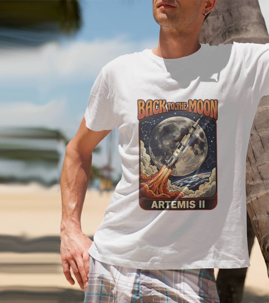 Back To The Moon Artemis II Rocket Launch Space Adventure T-Shirt