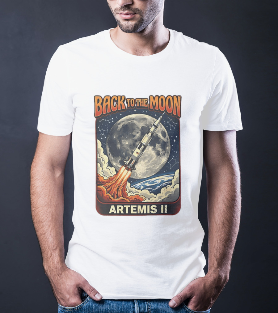 Back To The Moon Artemis II Rocket Launch Space Adventure T-Shirt