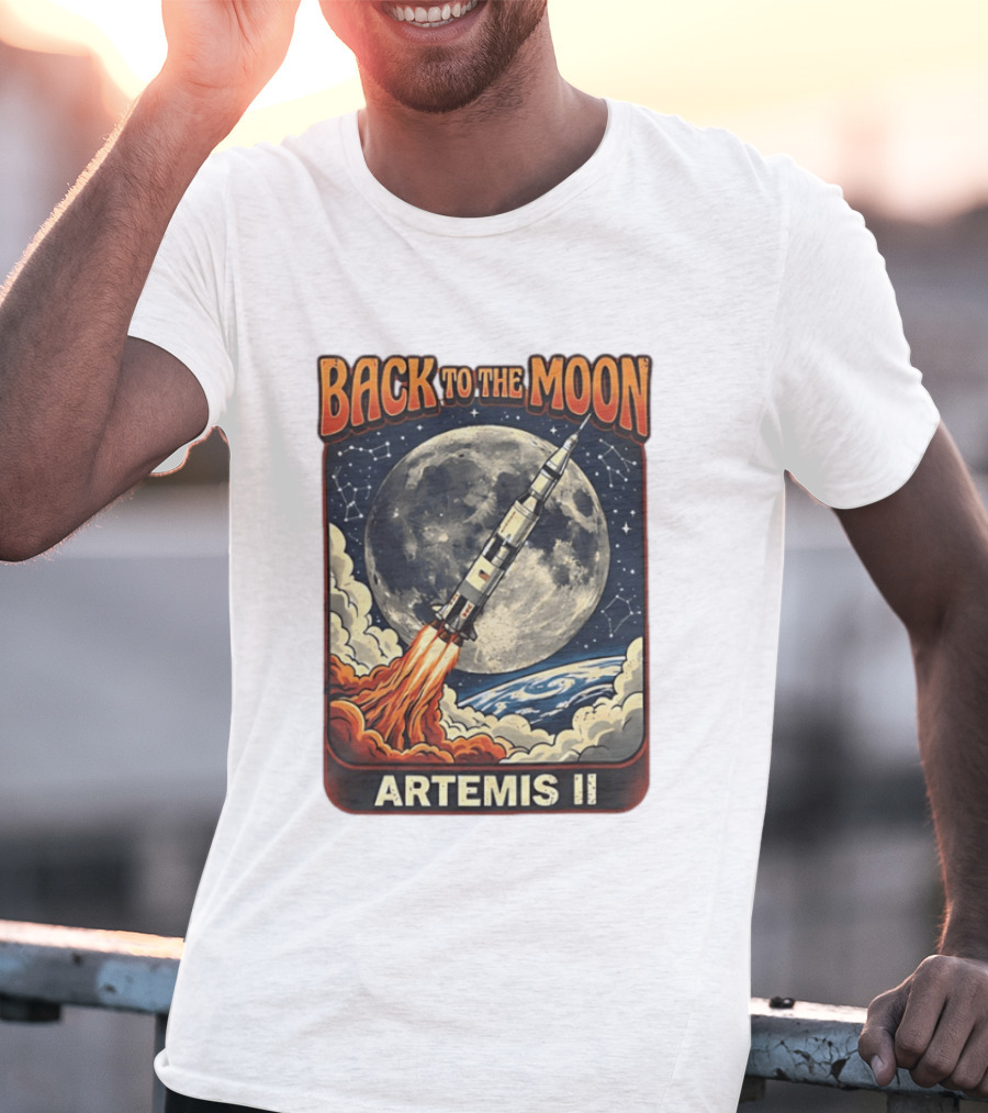 Back To The Moon Artemis II Rocket Launch Space Adventure T-Shirt