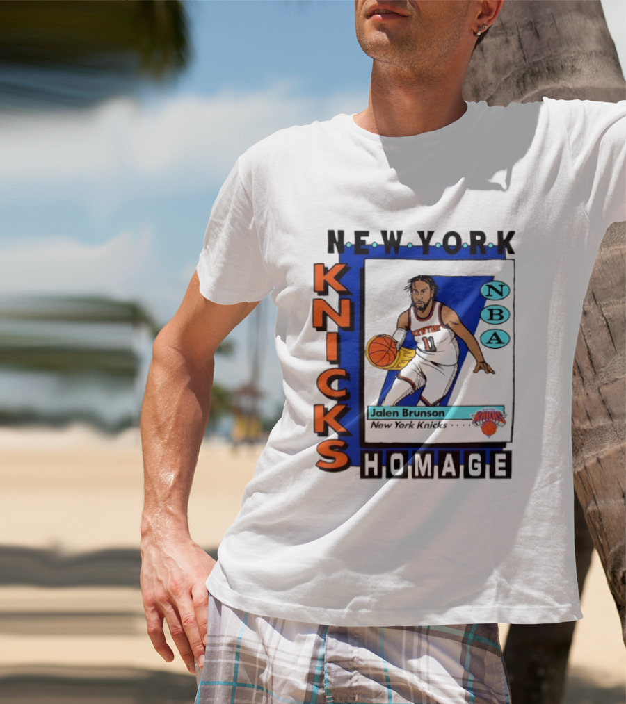 Jalen Brunson New York Knicks NBA Homage Topps Trading Card T-Shirt