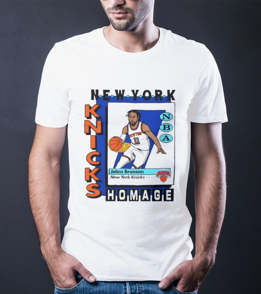 Jalen Brunson New York Knicks NBA Homage Topps Trading Card T-Shirt