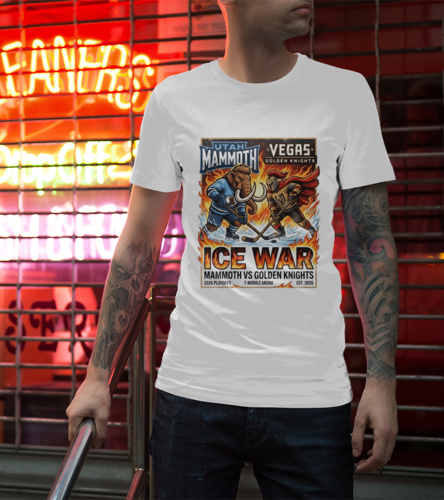 Utah Mammoth Vegas Golden Knights Ice War 2026 Playoffs Mobile Arena T-Shirt