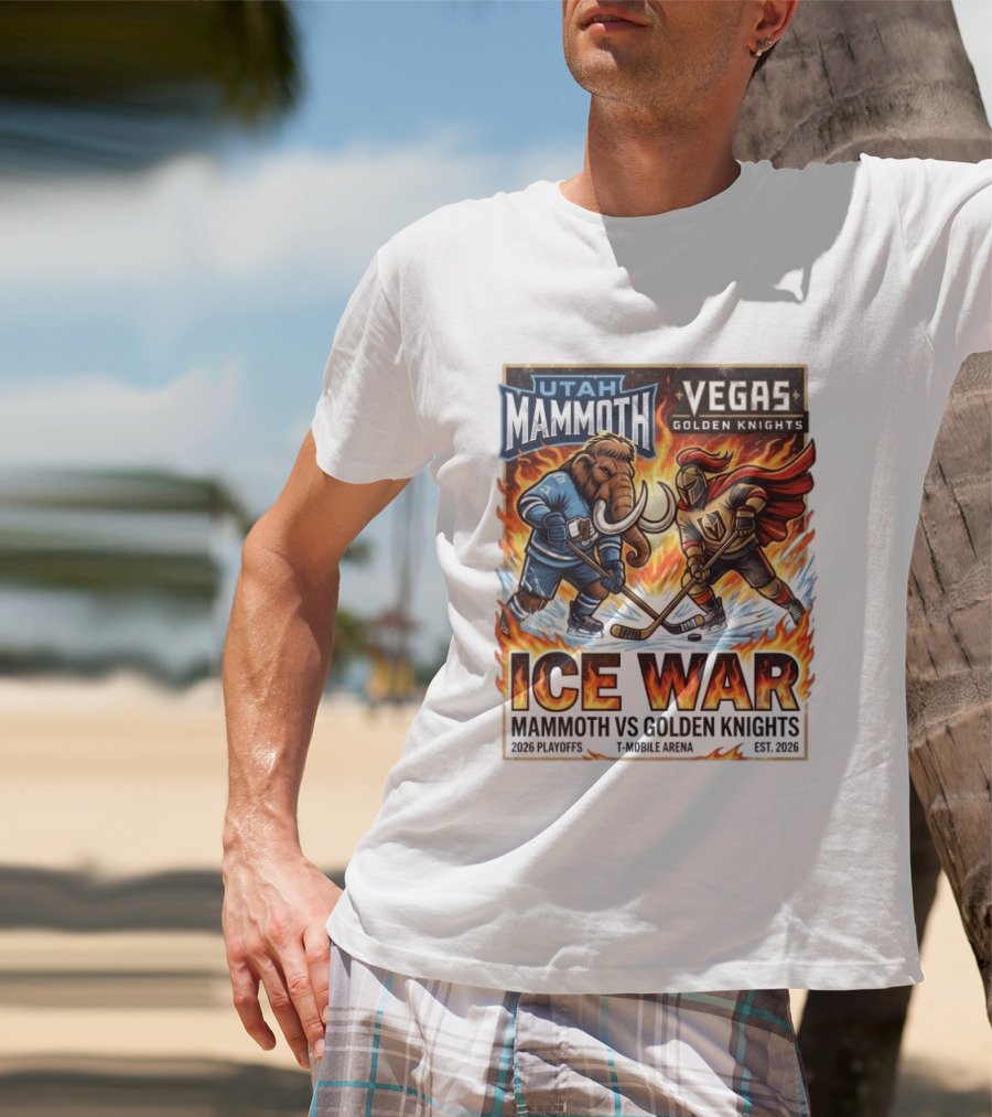Utah Mammoth Vegas Golden Knights Ice War 2026 Playoffs Mobile Arena T-Shirt