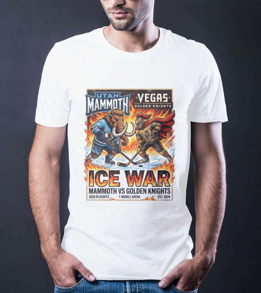 Utah Mammoth Vegas Golden Knights Ice War 2026 Playoffs Mobile Arena T-Shirt