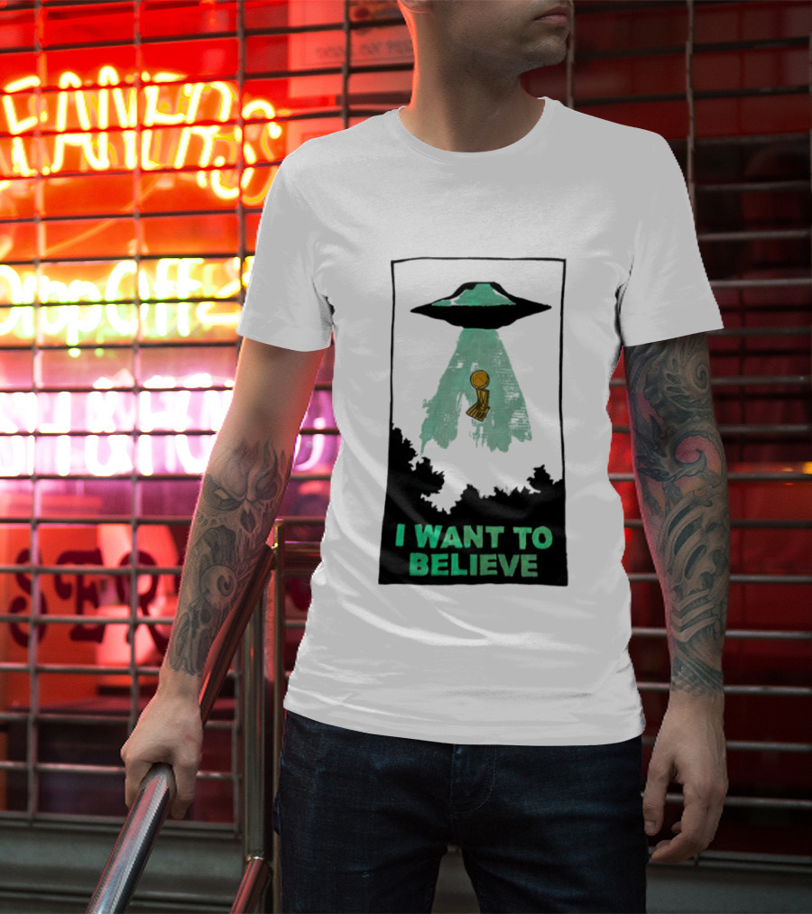 The X Files UFO I Want To Believe NBA Championship Trophy T-Shirt
