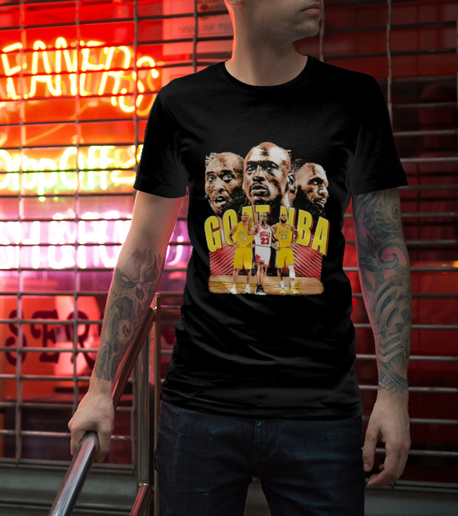 GOAT NBA Kobe Bryant Michael Jordan LeBron James Lakers Bulls Collage T-Shirt