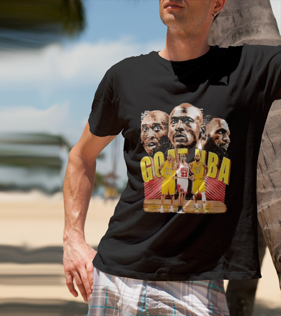 GOAT NBA Kobe Bryant Michael Jordan LeBron James Lakers Bulls Collage T-Shirt