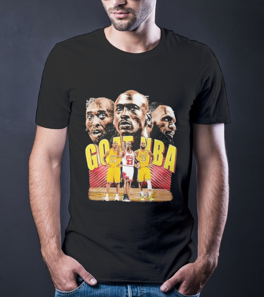 GOAT NBA Kobe Bryant Michael Jordan LeBron James Lakers Bulls Collage T-Shirt