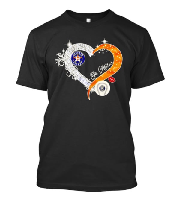 Houston Astros Heart Diamonds Baseball Love Astros T-Shirt
