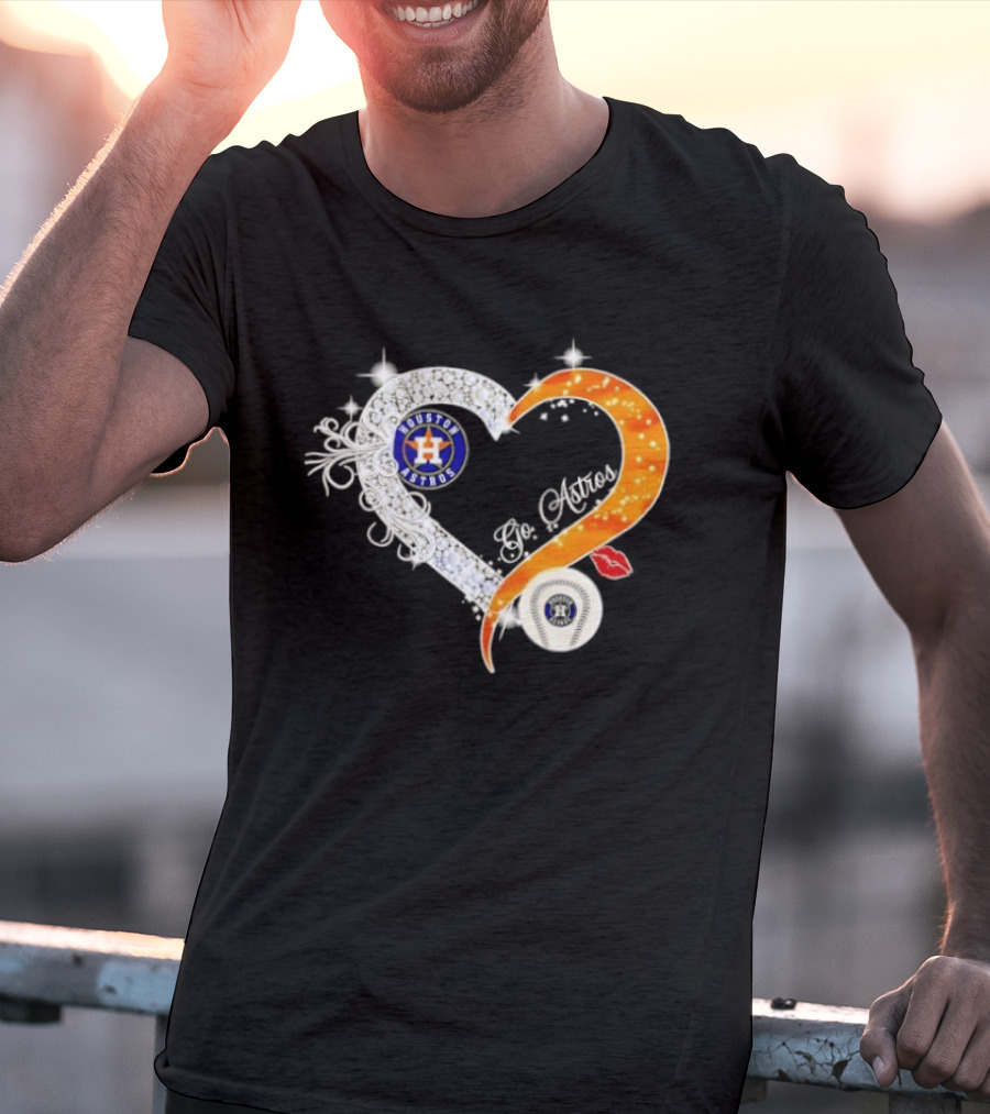 Houston Astros Heart Diamonds Baseball Love Astros T-Shirt