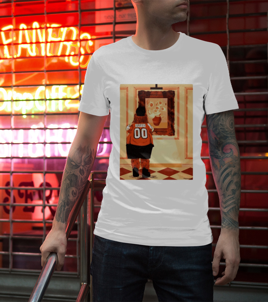 Gritty Philadelphia Flyers Meets Vincent Van Gogh Sunflowers Museum Exhibit T-Shirt