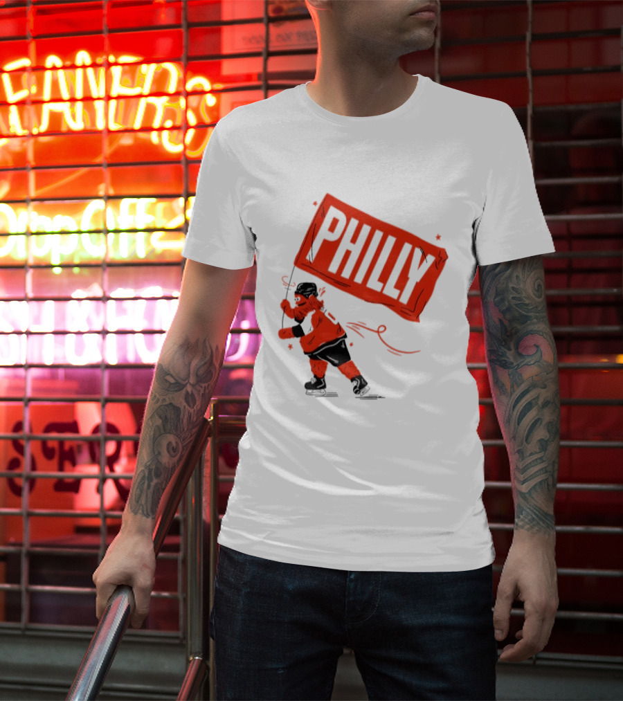 Gritty Philly Flag Philadelphia Flyers Hockey Rally Fan T-Shirt