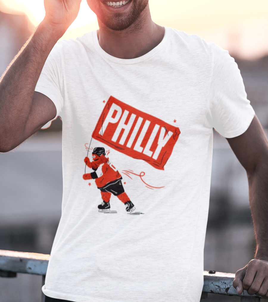 Gritty Philly Flag Philadelphia Flyers Hockey Rally Fan T-Shirt