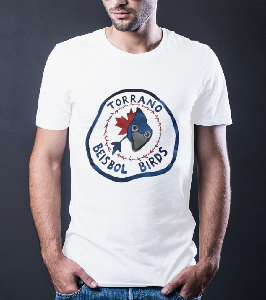 Torrano Beisbol Birds Blue Jay Red Maple Leaf Circle T-Shirt