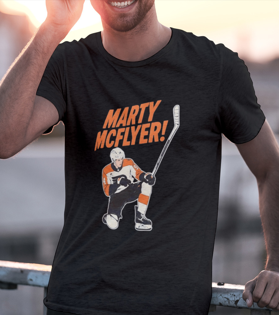 Marty McFlyer Philadelphia Flyers Hockey NHL 2026 Retro Mashup T-Shirt