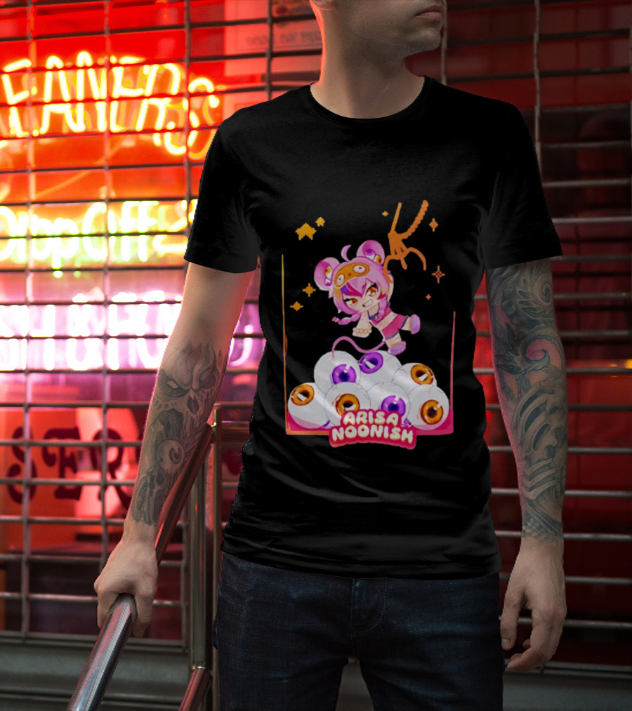 Playful Arisa Noonish With Seven Eyes Anime Character And Stars T-Shirt