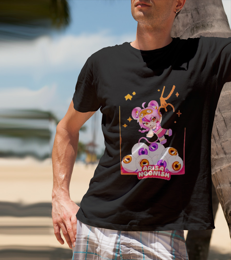 Playful Arisa Noonish With Seven Eyes Anime Character And Stars T-Shirt