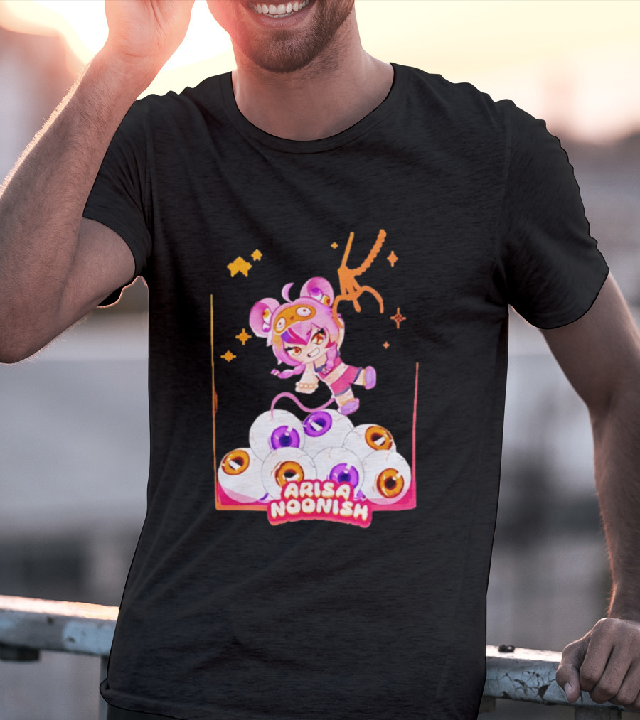 Playful Arisa Noonish With Seven Eyes Anime Character And Stars T-Shirt