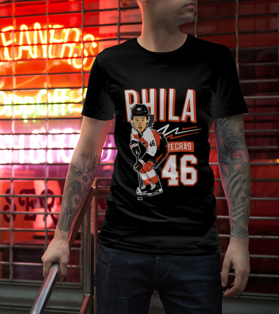 Phila Zegras 46 Caricature Philadelphia Flyers NHL Hockey 2026 T-Shirt
