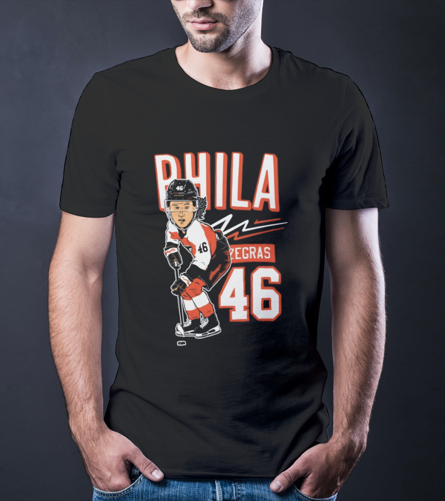 Phila Zegras 46 Caricature Philadelphia Flyers NHL Hockey 2026 T-Shirt