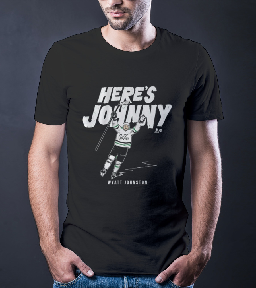 Wyatt Johnston Here's Johnny Hockey Celebration T-Shirt